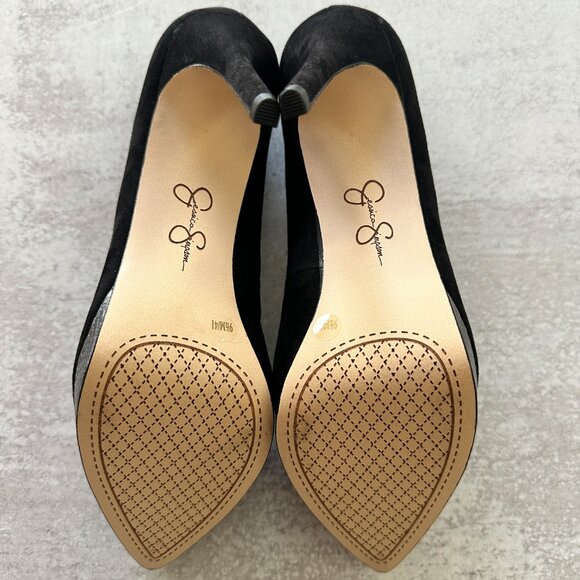 JESSICA SIMPSON Analista Platform Pump, Black Faux Suede with Silver Platform - Picture 10 of 15